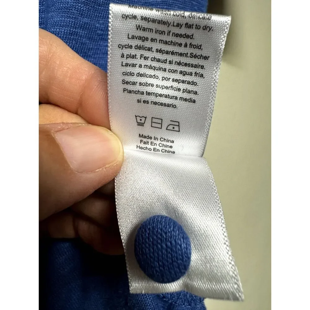 NWT - LUNYA 100% Linen Knit Henley Pajama Short Set, Blue, Sz XS - Picture 10 of 11